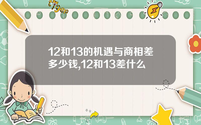 12和13的机遇与商相差多少钱,12和13差什么