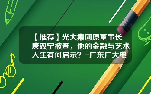 【推荐】光大集团原董事长唐双宁被查,他的金融与艺术人生有何启示?-广东广大电器集团有限公司破产