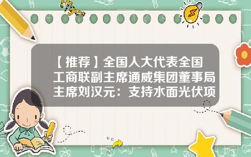 【推荐】全国人大代表全国工商联副主席通威集团董事局主席刘汉元:支持水面光伏项目发展,促进土地资源高效复合利用-刘汉元公司治理的特点