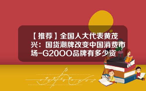 【推荐】全国人大代表黄茂兴:国货潮牌改变中国消费市场-G20OO品牌有多少资产