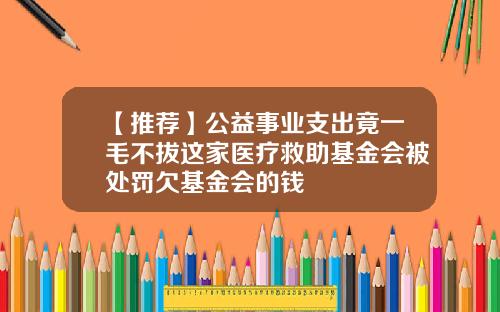 【推荐】公益事业支出竟一毛不拔这家医疗救助基金会被处罚欠基金会的钱