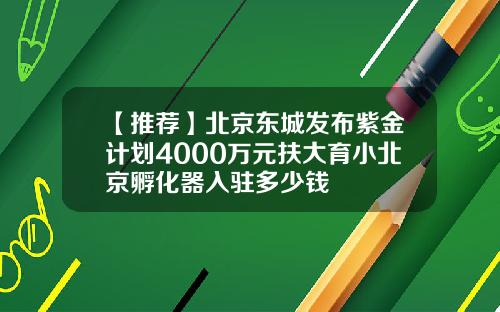 【推荐】北京东城发布紫金计划4000万元扶大育小北京孵化器入驻多少钱