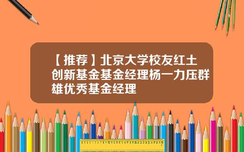 【推荐】北京大学校友红土创新基金基金经理杨一力压群雄优秀基金经理