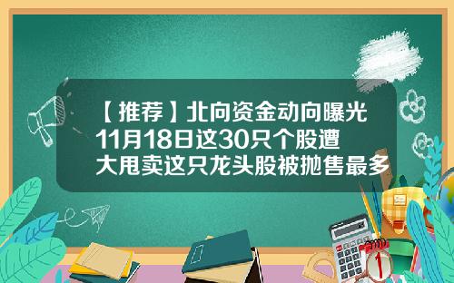 【推荐】北向资金动向曝光11月18日这30只个股遭大甩卖这只龙头股被抛售最多
