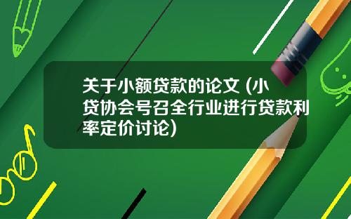 关于小额贷款的论文 (小贷协会号召全行业进行贷款利率定价讨论)