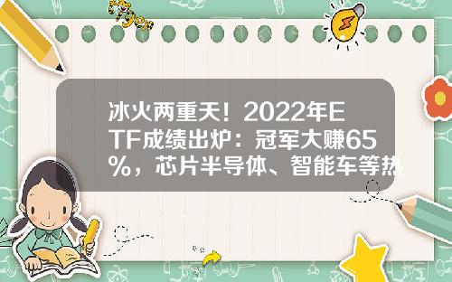 冰火两重天！2022年ETF成绩出炉：冠军大赚65%，芯片半导体、智能车等热门赛道普跌，更有2只ETF亏超40%-股指基金收益【新闻】.