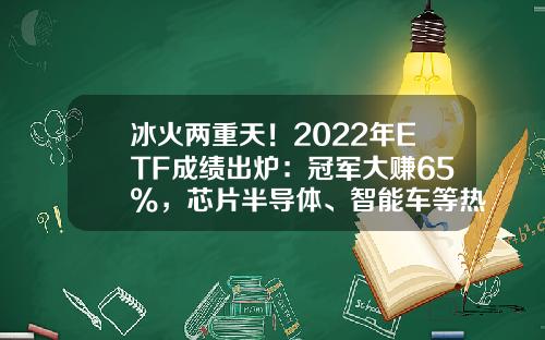 冰火两重天！2022年ETF成绩出炉：冠军大赚65%，芯片半导体、智能车等热门赛道普跌，更有2只ETF亏超40%-虚拟基金软件【新闻】.