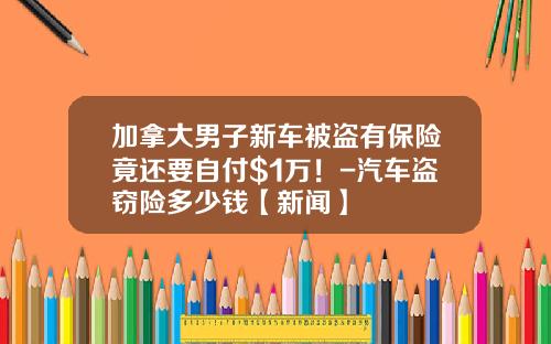 加拿大男子新车被盗有保险竟还要自付$1万！-汽车盗窃险多少钱【新闻】