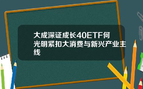 大成深证成长40ETF何光明紧扣大消费与新兴产业主线