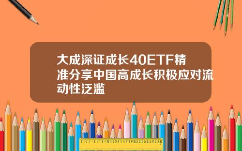 大成深证成长40ETF精准分享中国高成长积极应对流动性泛滥