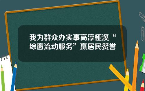 我为群众办实事高淳桠溪“综窗流动服务”赢居民赞誉