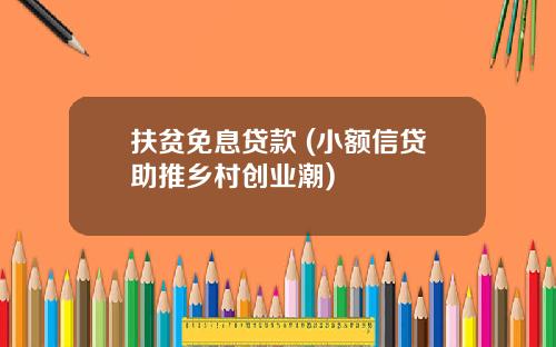 扶贫免息贷款 (小额信贷助推乡村创业潮)