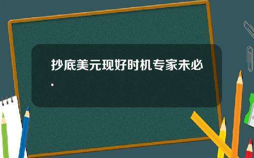 抄底美元现好时机专家未必.