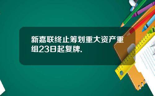 新嘉联终止筹划重大资产重组23日起复牌.