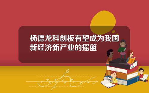 杨德龙科创板有望成为我国新经济新产业的摇篮