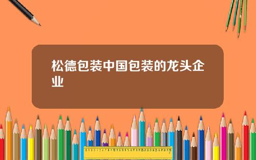 松德包装中国包装的龙头企业