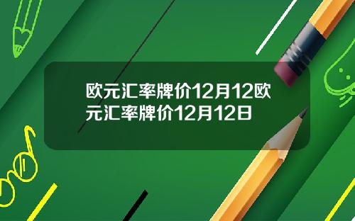 欧元汇率牌价12月12欧元汇率牌价12月12日