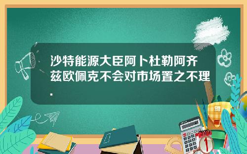沙特能源大臣阿卜杜勒阿齐兹欧佩克不会对市场置之不理.