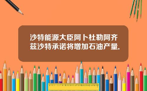 沙特能源大臣阿卜杜勒阿齐兹沙特承诺将增加石油产量.