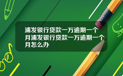 浦发银行贷款一万逾期一个月浦发银行贷款一万逾期一个月怎么办