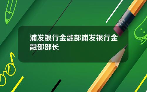 浦发银行金融部浦发银行金融部部长