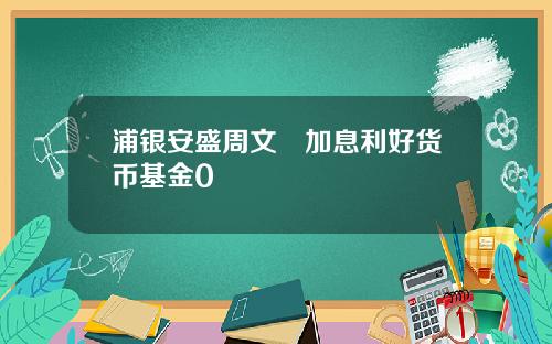 浦银安盛周文秱加息利好货币基金0