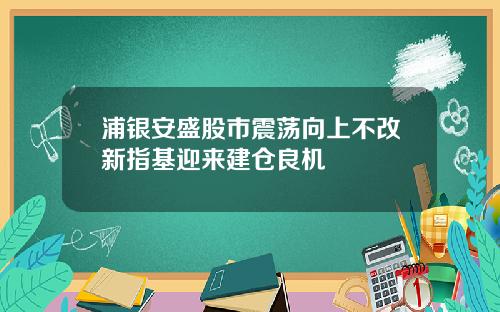浦银安盛股市震荡向上不改新指基迎来建仓良机