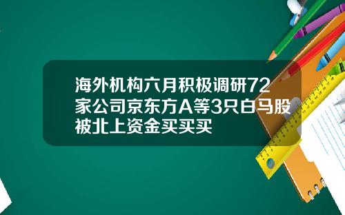 海外机构六月积极调研72家公司京东方A等3只白马股被北上资金买买买