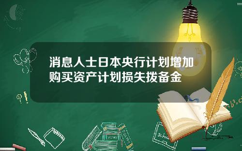 消息人士日本央行计划增加购买资产计划损失拨备金