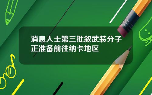 消息人士第三批叙武装分子正准备前往纳卡地区