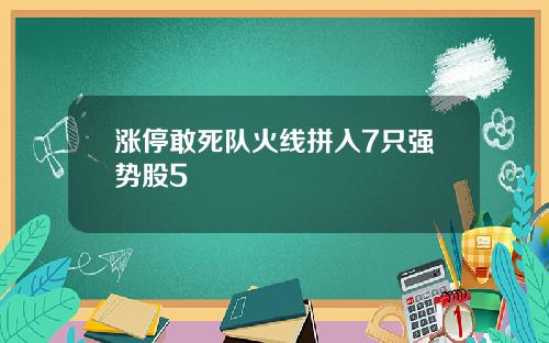 涨停敢死队火线拼入7只强势股5