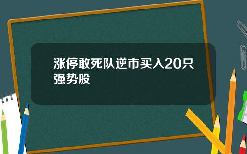 涨停敢死队逆市买入20只强势股