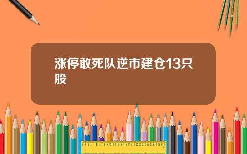 涨停敢死队逆市建仓13只股