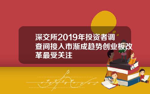 深交所2019年投资者调查间接入市渐成趋势创业板改革最受关注