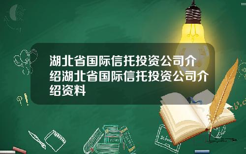 湖北省国际信托投资公司介绍湖北省国际信托投资公司介绍资料