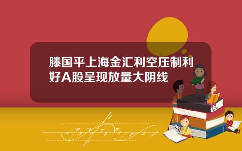 滕国平上海金汇利空压制利好A股呈现放量大阴线