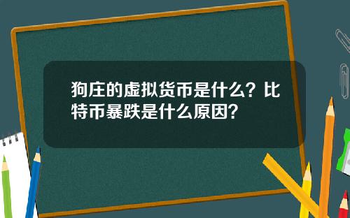狗庄的虚拟货币是什么?比特币暴跌是什么原因?