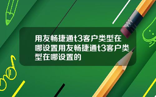 用友畅捷通t3客户类型在哪设置用友畅捷通t3客户类型在哪设置的