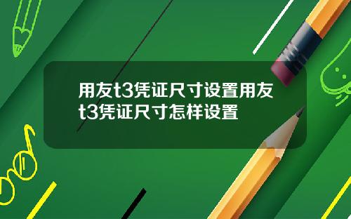 用友t3凭证尺寸设置用友t3凭证尺寸怎样设置