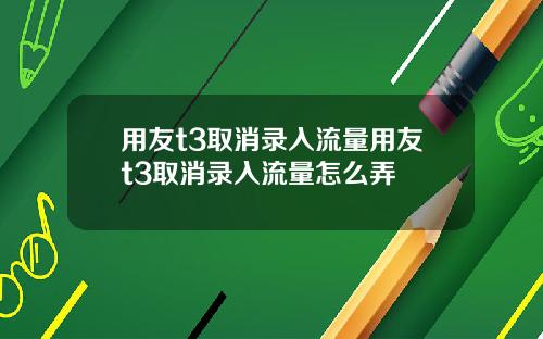 用友t3取消录入流量用友t3取消录入流量怎么弄