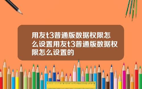 用友t3普通版数据权限怎么设置用友t3普通版数据权限怎么设置的