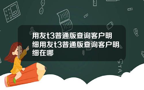 用友t3普通版查询客户明细用友t3普通版查询客户明细在哪