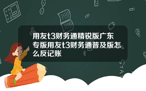 用友t3财务通精锐版广东专版用友t3财务通普及版怎么反记账