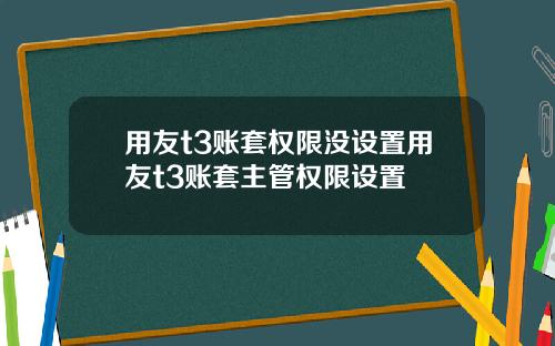 用友t3账套权限没设置用友t3账套主管权限设置