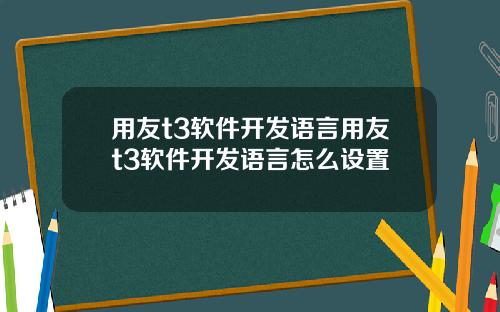 用友t3软件开发语言用友t3软件开发语言怎么设置