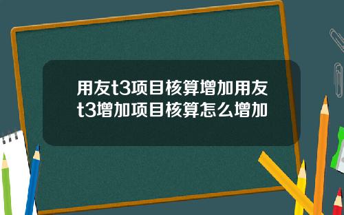 用友t3项目核算增加用友t3增加项目核算怎么增加