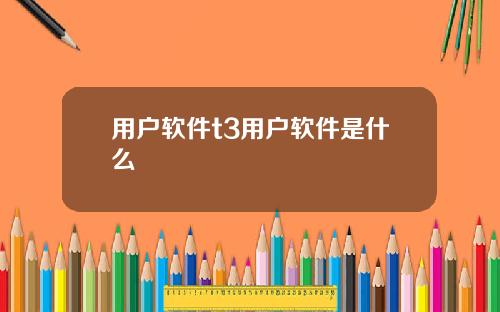 用户软件t3用户软件是什么