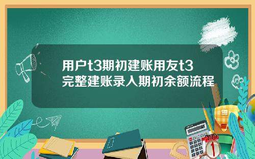 用户t3期初建账用友t3完整建账录入期初余额流程