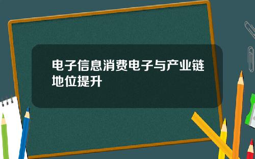 电子信息消费电子与产业链地位提升