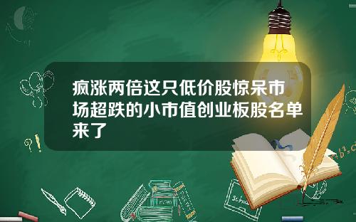 疯涨两倍这只低价股惊呆市场超跌的小市值创业板股名单来了